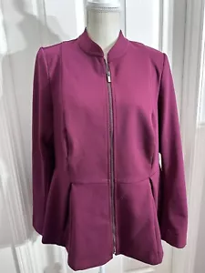 NWT Lane Bryant Womens Size 14 Purple Plum Blazer Jacket Full Zipper Long Sleeve - Picture 1 of 1