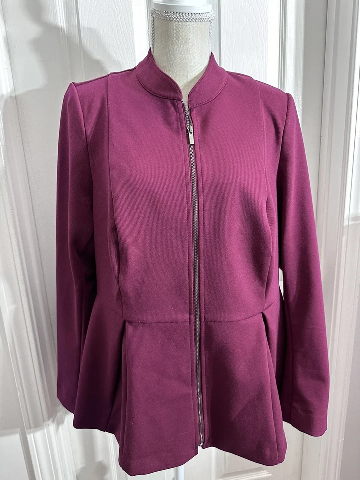 NUEVO CON ETIQUETAS Chaqueta Blazer Lane Bryant Mujer Talla 14 Púrpura Ciruela Cremallera Completa Manga Larga Foto 1 de 1