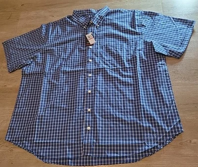 Arrow Button Down Mens 3XLT  TALL Hamilton Poplin Plaid Short Sleeve Casual NWT - Image 1 of 4