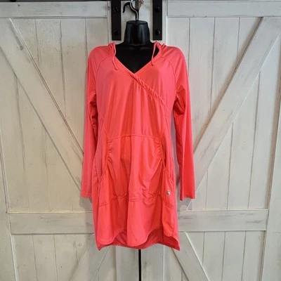 Free Country Barbiecore Hot Pink Athleisure Hoodie Tunic DressLarge with Pockets - Image 1 of 4