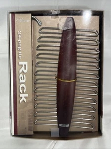 RARE Wooden TIE RACK Holder Stand Hanger Wood And metal T. Harris 24-peg - Picture 1 of 4