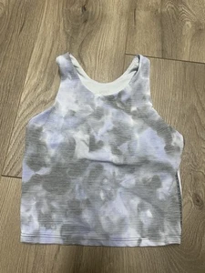 ATHLETA GIRL LONG DISTANCE GRAY SPRAY DYE JACQ SPORTS BRA SIZE MEDIUM/ 8-10 - Picture 1 of 5