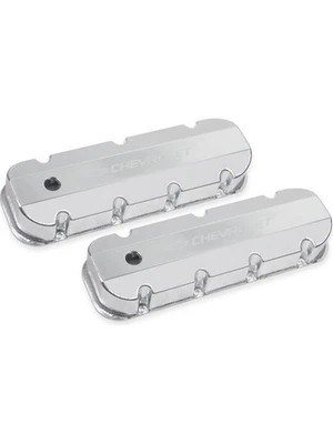Holley Valve Covers Track Tall Fabricated Silver Chevy Big Block Pair (241-280) - Image 1 of 4