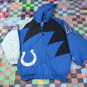 Vintage Medium Logo Athletic Sharktooth Jacket Indianapolis Colts Coat 90s - Picture 1 of 6
