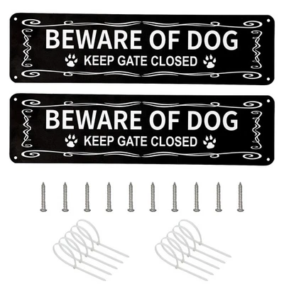 2 Pack Beware of Dog Sign Metal Aluminum Dog Warning Signs Reflective UV Printin - Image 1 of 4