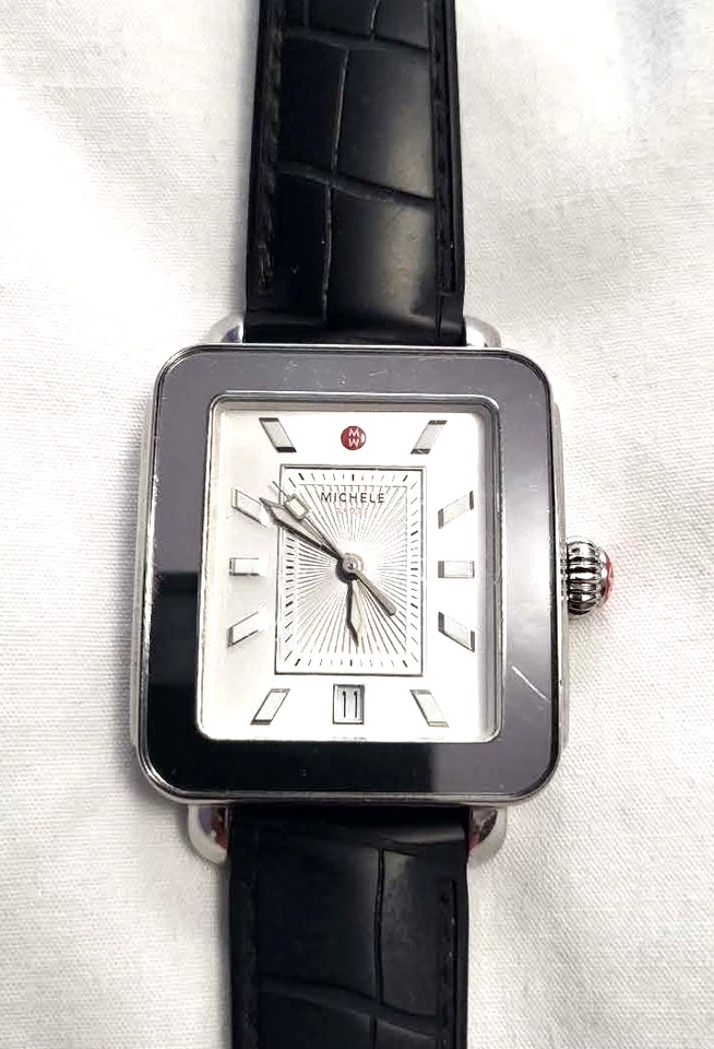 Reloj Michele Deco deportivo de acero inoxidable con correa de silicona negra MWW006K0044 (funciona) Foto 1 de 4