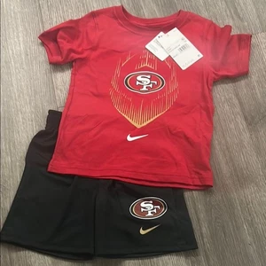 Nike Kids Red and Black SF T-Shirt and Shorts Set 4T - Picture 1 of 4
