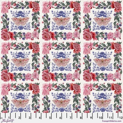 Silk Moth, White - Maria Matos, Quilt Fabric 100% Cotton By The Yard - Image 1 of 3