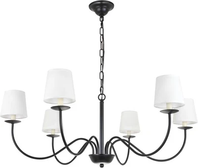 Lámpara de araña Elegant Lighting LD6103D37 negra Eclipse 6 luces 37" W Foto 1 de 4