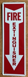 Vintage 12”x4” Aluminum A-108 Fire Extinguisher Red White Metal Sign Arrow - Picture 1 of 8