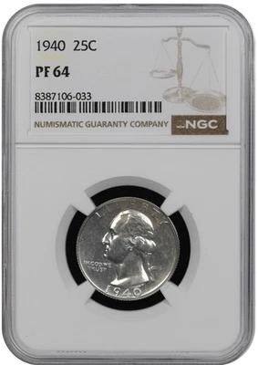 1940 Washington Quarter PROOF NGC PF 64 Brown Label - Image 1 of 2