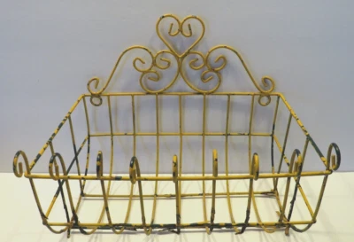 Vtg Wire Wall Basket Rustic Victorian Gold 13" x 9" Shabby Chic 1 Pound READ - Image 1 of 4