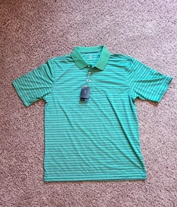 PGA Tour Men's Golf Performance 3 Button Stripe Polo Shirt Size Large Green - Picture 1 of 5