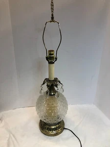 Vintage Diamond Glass Lamp Hollywood Regency Prisms MCM Mid Century - Picture 1 of 13