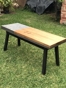 Handmade Modern Rustic Concrete & Reclaimed Timber Coffee Table - Picture 1 of 6