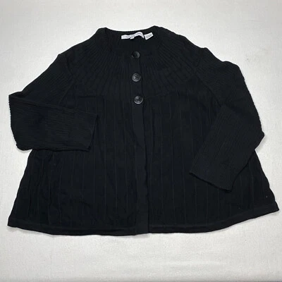Eight Eight Eight Womens Sweater sz L Black Lightweight Tight Knit Crop Cardigan - Image 1 of 4