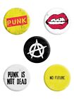 PUNK IS NOT DEAD 5 Badge Pack: anarchy a symbol no future red lips rock alt gift