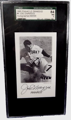 1993 Pinnacle #4 SGC 84 - Joe DiMaggio Autograph  - 1955 HOF - Near Mint - Image 1 of 3