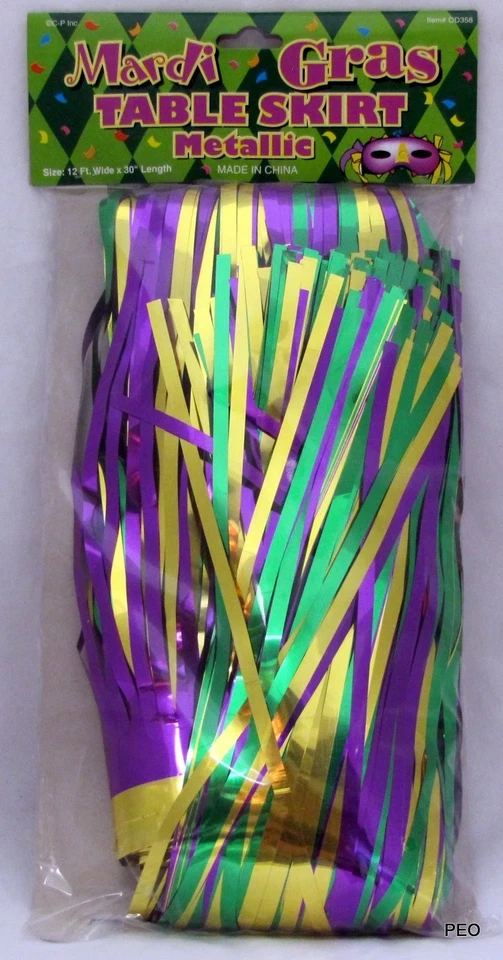Falda de mesa Mardi Gras metálica púrpura dorada verde fiesta de cumpleaños 12 pies de largo nueva Foto 1 de 1