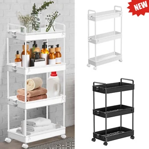 3/4 Tier Storage Trolley Cart on Wheels Kitchen Bathroom Laundry Rolling Rack - Picture 1 of 31