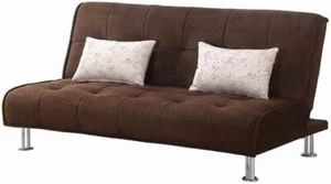 Ellwood Upholstered Sofa Bed Futon in Brown - Picture 1 of 3
