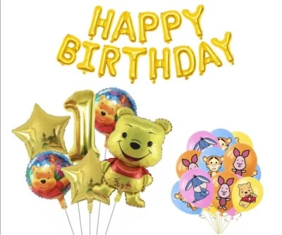 WINNIE THE POOH Balloons 1st Birthday Party Decorations Age 1 Boys Girls