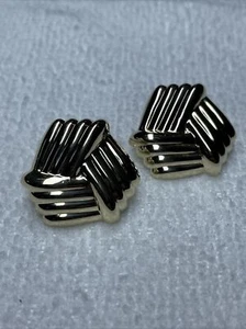 Pendientes con clip de cruz triangular hinchada de 25 mm de oro amarillo de 14 K VIntage - Imagen 1 de 7