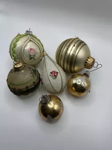 Vintage West Germany Glass Ornaments Gold Heavy Glass 6 - Picture 1 of 5