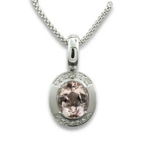 Colgante Morganita Fino Rosa Brillantes 750-Weißgold Elaboradas Procesamiento - Imagen 1 de 5