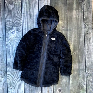 North Face Girls 6X Reversible Winer Coat Longer Length Furry Soft Nylon Hooded - Picture 1 of 20