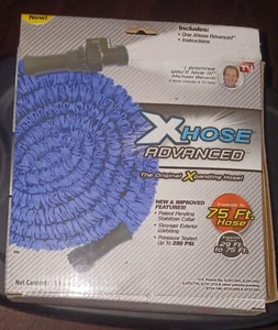 XHOSE EXPANDABLE FLEXIBLE GARDEN WATER HOSE 75' FT BLUE NEW IN BOX SEEN ON TV - Picture 1 of 4