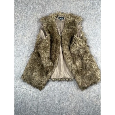 Chaleco de piel sintética peludo Rue 21 para mujer talla L/XL marrón sin mangas acogedor frente abierto Foto 1 de 4