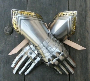 Guantes de armadura de caballero gótico tardío medieval guantes de acero calibre 18 - Imagen 1 de 3