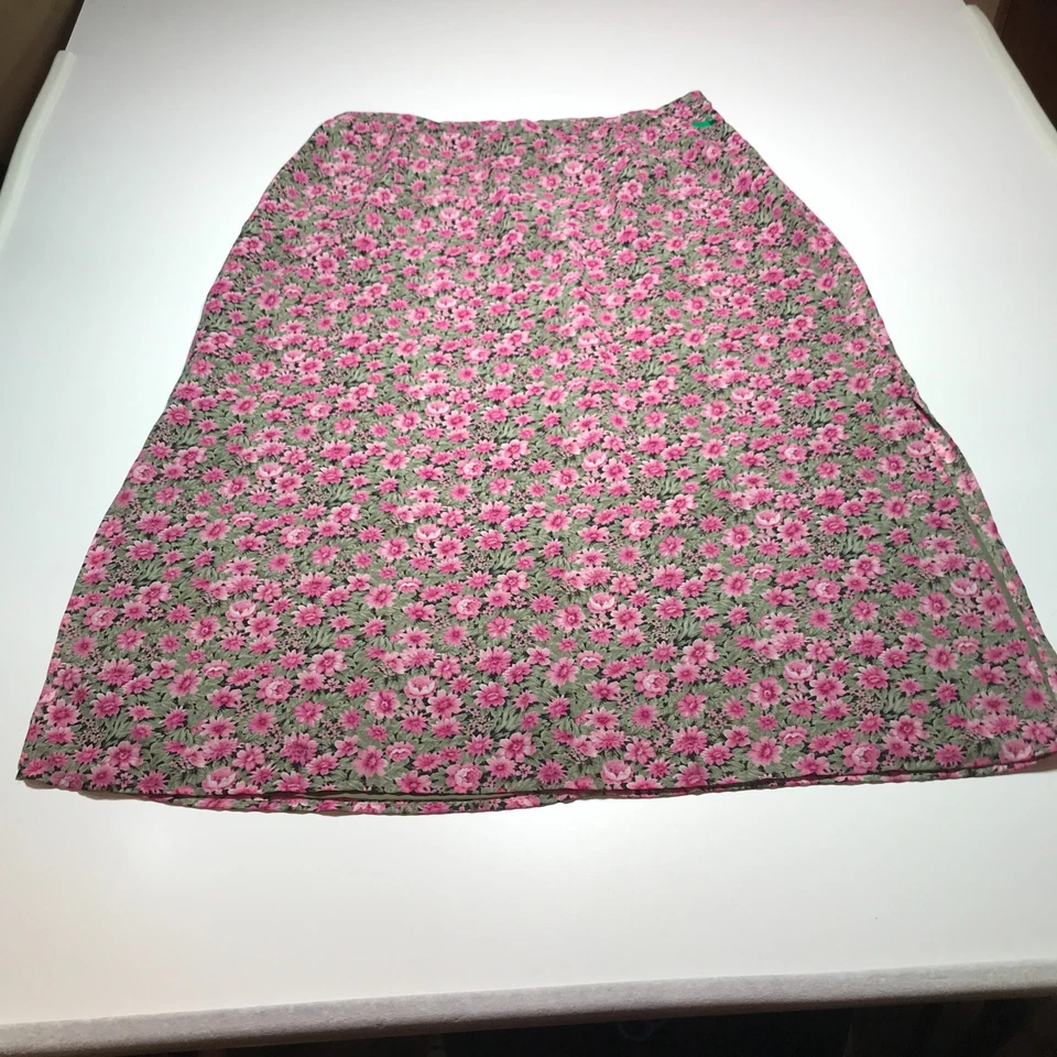 First Issue 女式 20W 花卉轻便长裙粉色绿色开衩波西米亚 — 第 1/4 张图片