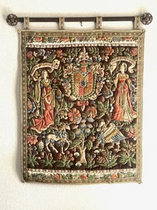 Vintage Wappen Karls des Kühnen Wandteppich Wandbehang Burgund Wappen 27x21 - Bild 1 von 6
