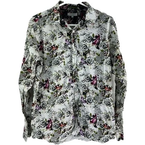 Ted Baker London weiß grün lila gemustert Blumen Herren Hemd mit Knöpfen gebraucht | 4 - Bild 1 von 4