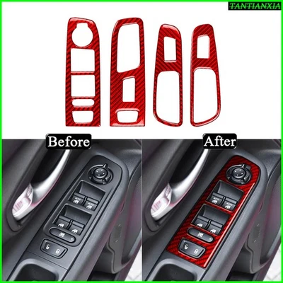 Kit de molduras elevadoras de ventana de fibra de carbono roja para Jeep Renegade 2015-23 Foto 1 de 4