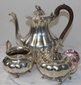 Vintage Community Melon Sheffield Design Silverplate Coffee Tea Set - Picture 1 of 23