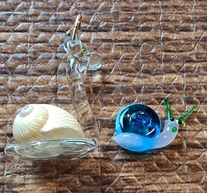 Handcrafted Blown Glass Vintage Snail figurines set of 2 - Picture 1 of 8