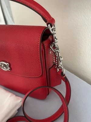 Coach Cassie Crossbody Bag Red/silver Pebbled Leather. - Image 1 of 4
