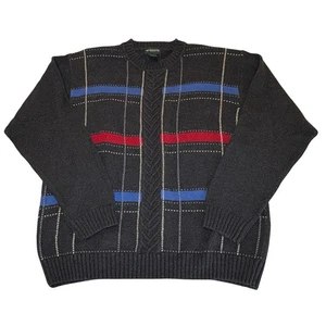 Vintage Dockers Premium Cotton Sweater Men's L | Gray Red Blue Windowpane - Picture 1 of 10