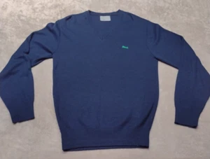 Vintage Le Tigre Long Sleeve V Neck Sweater Orlon Acrylic USA Youth Size Xl Blu - Picture 1 of 9