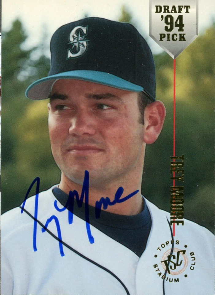 1994 Topps Stadium Club TREY MOORE Signed Card autograph MARINERS EXPOS RC - Image 1 of 1