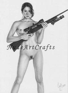 Femme nue ART PRINT d'art original dessin à la main au fusain #280, NudeArtCrafts - Photo 1 sur 2