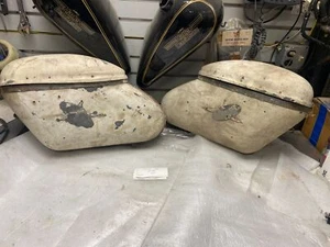 OEM Harley Knucklehead Panhead Vtg Royalite Bubble Bags Saddlebags Factory Orig! - Foto 1 di 22