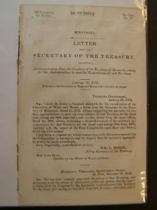 Government Report 1852 Minnesota Appropriations Expenditures of Said Territory - Picture 1 of 1