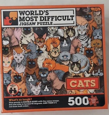 Rompecabezas Worlds Most Difficult Edición Gatos Doble Cara 500 Piezas Sellado Foto 1 de 4