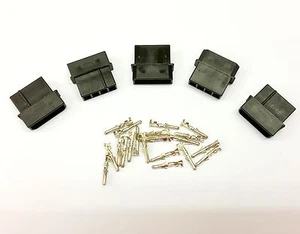 PK OF 5 - MALE 4 PIN MOLEX PC PSU POWER SUPPLY CONNECTOR - BLACK INC PINS - Picture 1 of 6