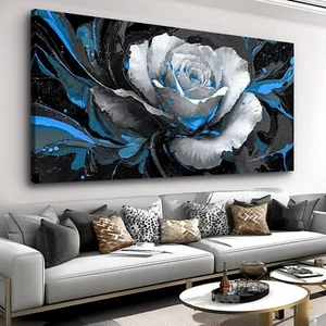 Large White Rose Flower Wall Art Elegant Flower Framed Floral Canvas Print fo... - Picture 1 of 9