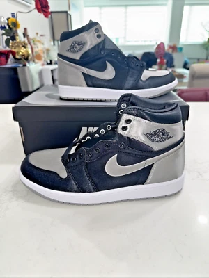 Air Jordan 1 High Satin Shadow Womens Size 10 Black Medium Grey FD4810 010 - Image 1 of 4
